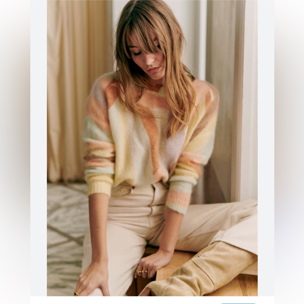 Sezane Amicie Multicolor Crew Neck Sweater